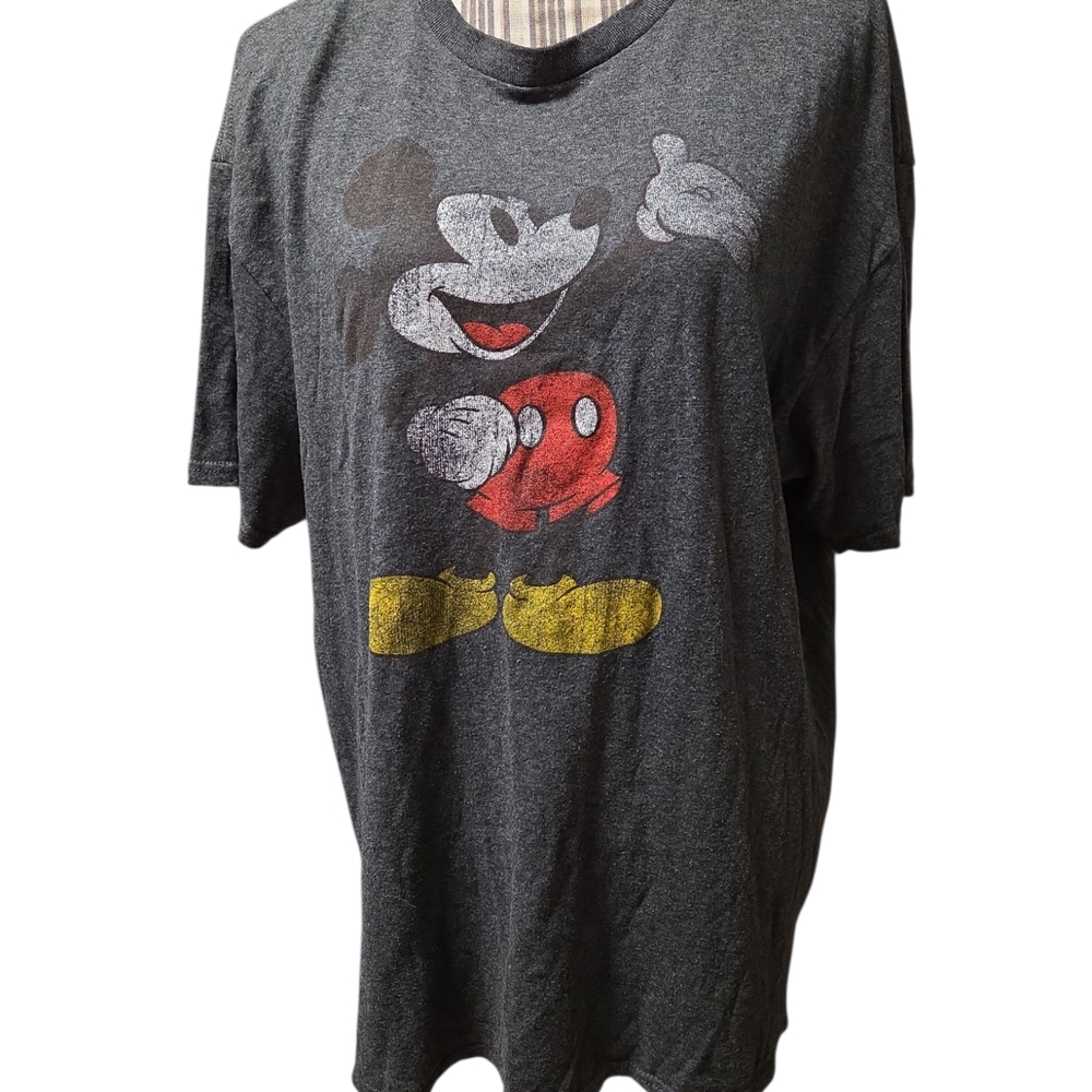 Gray Mickey Mouse Graphic T-Shirt